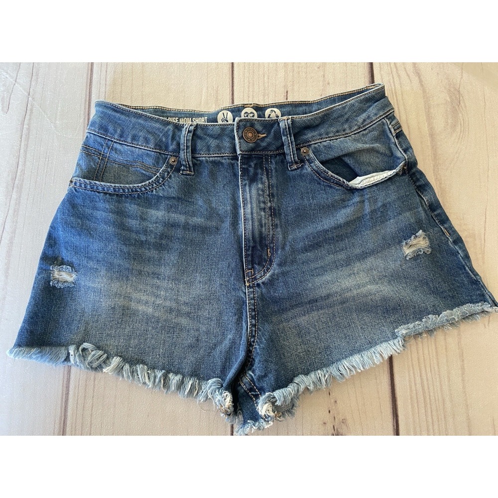 PEACE LOVE ECO by Rewash Super High Rise Mom Denim Short Women's Size 5 Stretch